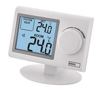 EMOS P5614 Thermostat d'ambiance, mural, manuel, pour systèmes de chauffage et de refroidissement, régulateur de température ambiante avec molette de réglage, émetteur et récepteur, portée : 100 m, blanc