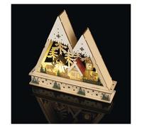 EMOS Paysage d'hiver en bois, décoration de Noël lumineuse avec LED, motifs enchanteurs de montagne et de forêt, fonctionne avec 2 piles AA non incluses, blanc chaud, pour l'intérieur