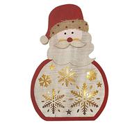 EMOS Père Noël Lumineux en Bois, 5 LED Blanc Chaud, décoration de Noël, IP20 pour l'intérieur, Fonctionnement à Piles (2 x AAA), durée de Vie de 10000 h, minuterie 6/18 h, 0,3 W, 20 x 30 cm