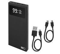 EMOS Powerbank BetaQ Batterie externe 10 000 mAh, 22,5 W, Quick Charge avec passthrough et écran, 3 sorties + 2 entrées, câble de données USB/USB-C, Auto ON/OFF, noir
