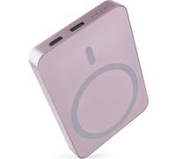 EMOS Powerbank WI 522, 5000 mAh MagSafe avec Passthrough et Wireless-Charging, sortie USB-C y compris câble, pour iPhone, iPad, Smartwatch, rose, B0555S