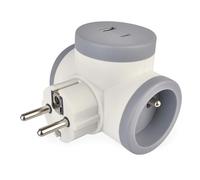 EMOS - Prise double avec 2 ports USB - Adaptateur de prise double avec USB-A (QC20W) et C (PD20W) - pour l'intérieur (IP20) - 250V/16 A/3680 W - blanc/gris