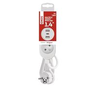 EMOS - Prise multiple 2 prises avec 3 ports USB (1x USB-C, 2x USB-A), câble 1,4 m, compatible montage mural - IP20 intérieur - blanc