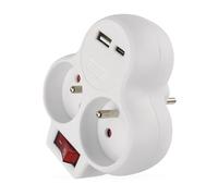 EMOS - Prise multiple avec 2 ports USB et interrupteur - Norme Française