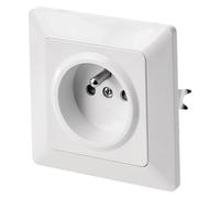 EMOS prise murale encastrée, protection accrue, contact latéral | 250 V 16 A, IP20, blanc brillant