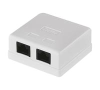 EMOS Prise réseau Universelle Cat 5e - 2 Ports RJ45 - Montage en saillie - Réseau 1 Gbps (1000 Mbps) - Prise de Connexion/Prise de données/Prise réseau - Blanc
