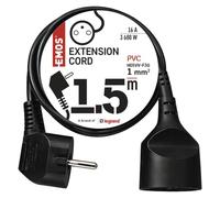 EMOS Rallonge 1,5 m, 1 Prise, 250 V, PVC, intérieur, Noir