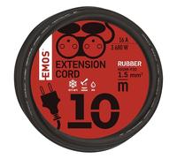 EMOS rallonge IP44 10 m, 2 Prises françaises, extérieur, 16 A 3680 W | étanche, résistante aux chocs, noir