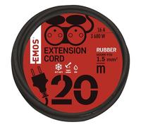 EMOS rallonge IP44 20 m, 2 Prises françaises, extérieur, 16 A 3680 W | étanche, résistante aux chocs, noir