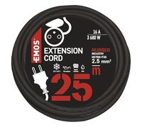 EMOS rallonge IP44 25 m, 1 Prise, extérieur, 16 A 3680 W, câble renforcé