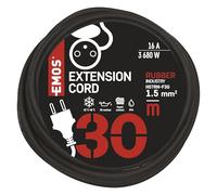 EMOS rallonge IP44 30 m, 1 Prise française, extérieur, 16 A 3680 W | étanche, résistante aux chocs, températures, huile, H07RN-F3G, noir
