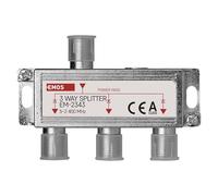 EMOS Répartiteur d'antenne 3 voies classe A - Répartiteur satellite 3 voies avec prise F - Entièrement blindé 6 dB - Fréquence 5-2400 MHz - 1 entrée/3 sorties - Répartiteur d'antenne satellite + TV