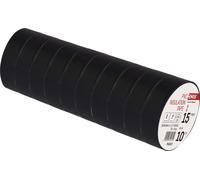 EMOS Lot de 10 rubans isolants en PVC - Noir - 15 mm x 10 m - Épaisseur : 0,13 mm - Haute résistance à la traction et plage de température d'application - Résistant aux UV - Étanche - Sans