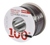 EMOS S8280 Câble en cuivre 2 x 1,0 mm² 100 m en cuivre pur pour basse tension Noir avec marquage polarité