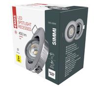 EMOS Silver Spot LED 5W avec cadre inclinable Economy+ Couleur de lumière : Blanc lumière du jour ZD3222