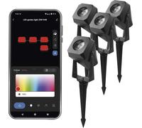 EMOS Smart éclairage de jardin avec piquet de terre, kit de démarrage 4 pièces, WiFi+App, RGBIC+CCT, dimmable, extensible, assistants vocaux, étanche, ZIW194R