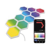 EMOS - Smart Hexagon Applique murale, kit de démarrage 10 éléments hexagonaux - Éclairage modulaire WiFi avec spectre de couleurs RGBIC, intensité variable - HandyApp, assistant vocal - Câble de 1,5 m