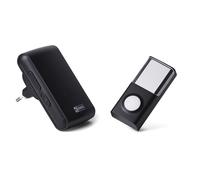 EMOS Sonnette de porte sans fil, récepteur de prise et bouton étanche avec batterie, 36 mélodies, portée sans fil de 150 m, 4 niveaux de volume réglables jusqu'à 85 dB, bouton