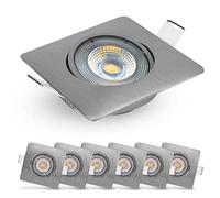 EMOS Spot LED encastrable 230 V, 5 W/450 lm, orientable à 50°, blanc chaud 3000 K, spot encastrable plat 68 mm, lot de 6 spots LED 230 V, spots encastrables carrés (couleur argentée)