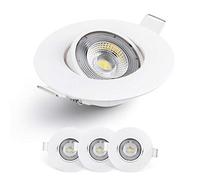 EMOS Spot LED encastrable 230 V, 5 W/450 lm, orientable à 50°, blanc chaud 3000 K, spot LED encastrable plat 68 mm, lot de 3 spots LED 230 V, spots encastrables ronds (couleur blanc)