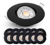 EMOS Spot LED Encastrable, 230V, 4.9W / 350lm, 50° orientable, Plafonnier LED encastré, blanc neutre 4000K, Lot de 12 Spots de plafond pour l'intérieur, extra plat, ronde, noir