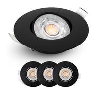 EMOS Spot LED Encastrable, 230V, 4.9W / 350lm, 50° orientable, Plafonnier LED encastré, blanc neutre 4000K, Lot de 3 Spots de plafond pour l'intérieur, extra plat, ronde, noir
