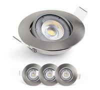 EMOS Spot LED Encastrable 230V, 5W / 450lm, 50° orientable, Plafonnier LED encastré, blanc neutre 4000K, Lot de 3 Spots de plafond pour l'intérieur, extra plat, ronde, Couleur argent brossé