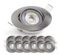 EMOS Spot LED Encastrable 230V, 5W / 450lm, 50° orientable, Plafonnier LED encastré, blanc neutre 4000K, Lot de 12 Spots de plafond pour l'intérieur, extra plat, ronde, Couleur argent brossé