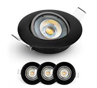 EMOS Spot LED Encastrable 230V, 5W / 450lm | Extra Plat 50° Orientable, Blanc Chaud 3000K | Lot de 3 Spots de Plafond Pour l'Intérieur, Plafonnier Encastré, Noir