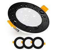 EMOS Spot LED Encastrable 230V, 5W / 500lm, Blanc chaud 3000K | Spot Salle de Bain, étanche IP54 pour l'extérieur et l'intérieur | Lot de 3 LED spots de plafond, extra plat, rond, couleur noir
