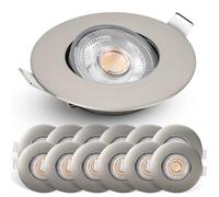 EMOS Spot LED encastrable dimmable, 230V, 4,9W / 480lm | 50° orientable, blanc chaud 2700K | Lot de 12 Spots de plafond LED dimmable pour l'intérieur, Plafonnier LED encastré, argent brossé