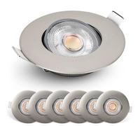 EMOS Spot LED encastrable dimmable, 230V, 4,9W / 480lm | 50° orientable, blanc chaud 2700K | Lot de 6 Spots de plafond LED dimmable pour l'intérieur, Plafonnier LED encastré, argent brossé