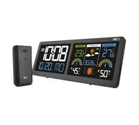 EMOS - Station météo avec 2 écrans LCD - Capteur sans fil (2 x AA) - Technologie Comfort View - Prévisions météorologiques, température, humidité, calendrier, heure, réveil - Câble d'alimentation