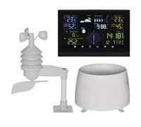 EMOS - Station météo radio professionnelle avec capteur extérieur - Écran tactile - Coupe-vent et pluviomètre, prévisions météorologiques, température intérieure/extérieure - Horloge radio DCF - 15