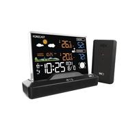 EMOS - Station météo radio sans cadre avec capteur extérieur - thermomètre, hygromètre, baromètre, prévisions météorologiques, mémoire - Horloge radio-pilotée avec réveil, calendrier - Double