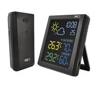 EMOS - Station météo sans fil avec écran couleur VA et capteur extérieur sans fil - thermomètre, hygromètre, prévisions météorologiques, affichage de l'heure, réveil - Affichage Comfort View - Câble