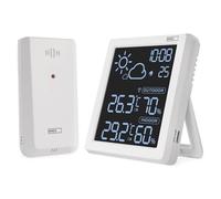 EMOS - Station météo sans fil avec écran VA et capteur extérieur sans fil - thermomètre, hygromètre, prévisions météorologiques, affichage de l'heure, réveil - Affichage Comfort View - Câble USB-C de
