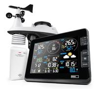 EMOS - Station Météo Wifi Intérieur Extérieur sans Fil avec Pluviomètre et Anémomètre Extérieur - Date & Heure, Température, Humidité, Pression de l'Air, Indice de Chaleur & de Confort