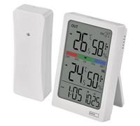 EMOS - Thermomètre et hygromètre numérique avec capteur sans fil, portée de 100 m - Tendance de la température et de l'humidité - Affichage du confort, de la date, de l'heure avec fonction réveil