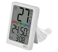 EMOS Thermomètre et hygromètre numérique avec sonde de câble de 1,9 m - Tendance de la température et de l'humidité - Affichage du confort - Horloge avec fonction réveil - Fonctionne avec piles (2 x