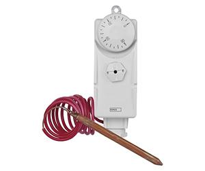 EMOS - thermostat d'applique analogique avec capteur capillaire - manuel, thermostat à fil - chauffage/climatisation de l'eau - régulation de la température 0-90 °C - montage en surface - sonde