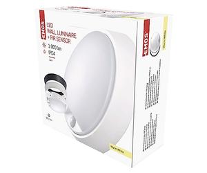 EMOS ZM3131 Applique murale LED et plafonnier avec détecteur de mouvement rond IP54 étanche 14 W pour balcon, cave, garage, extérieur 1000 lm, blanc chaud 3000 K, 21,5 cm