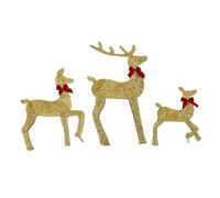 Emoshayoga Décoration de Vacances en Forme de Renne, Ensemble Familial de Cerfs éclairés par LED Dorés, pour L'extérieur, Festival de Noël, Affichage dans la Cour Avant
