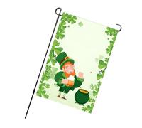 Emoshayoga Drapeau de Jardin Double Face de la Saint Patrick, Trèfle à Quatre Feuilles Porte-bonheur, Drapeau Décoratif pour Terrasse, Patio, Porche, Polyester 100D, 17,72 X 11,81 Pouces (Tapez 1)