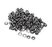 Emoshayoga Lot de 100 rivets à œillets en laiton 6 mm double face creux pour vêtements, sac, ceinture, chaussures, couleur pistolet, collection artisanale
