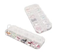 Emoshayoga Lot de 2 boîtes de strass pour nail art, dos plat, couleurs vives assorties, pierres étincelantes pour nail art, manucure, maquillage