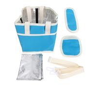 Emoshayoga Porte-Boissons Isotherme avec Sangle Réglable pour 4 Tasses D'hydratation Lors de Randonnées et Sorties en Famille, Sac en Nylon 20 X 20 X Cm (Bleu Blanc)