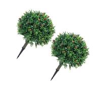 Emoshayoga Topiaire de Buis Artificiel avec Olive, Buisson D'arbuste Réaliste de 17.8 Pouces pour Décoration de Porche pour Maison Jardin Patio