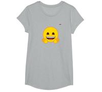 Émoticône Jaune Sourire Visage Sourire Mains Ouvertes T-Shirt, Fille, Gris Chiné, L