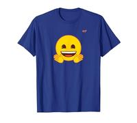 Émoticône Jaune Sourire Visage Sourire Mains Ouvertes T-Shirt, Homme, Bleu Royal, 3XL